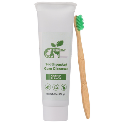 Natural catnip flavor pets toothpaste and gum cleanser with bamboo toothbrush for pets
