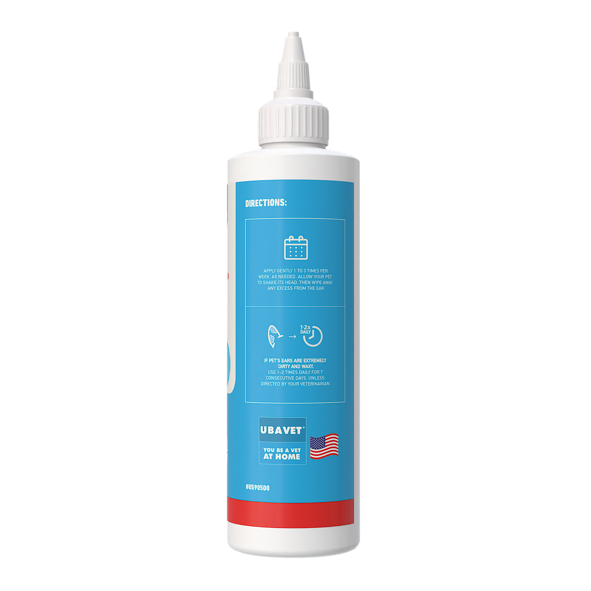 UBAVET Vet Ear Cleansing Solution for dogs and cats, gentle aloe vera formula, 4 fl oz bottle