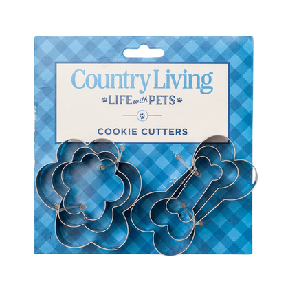 Country Living 6-piece stainless steel cookie cutter set with paw and bone shapes