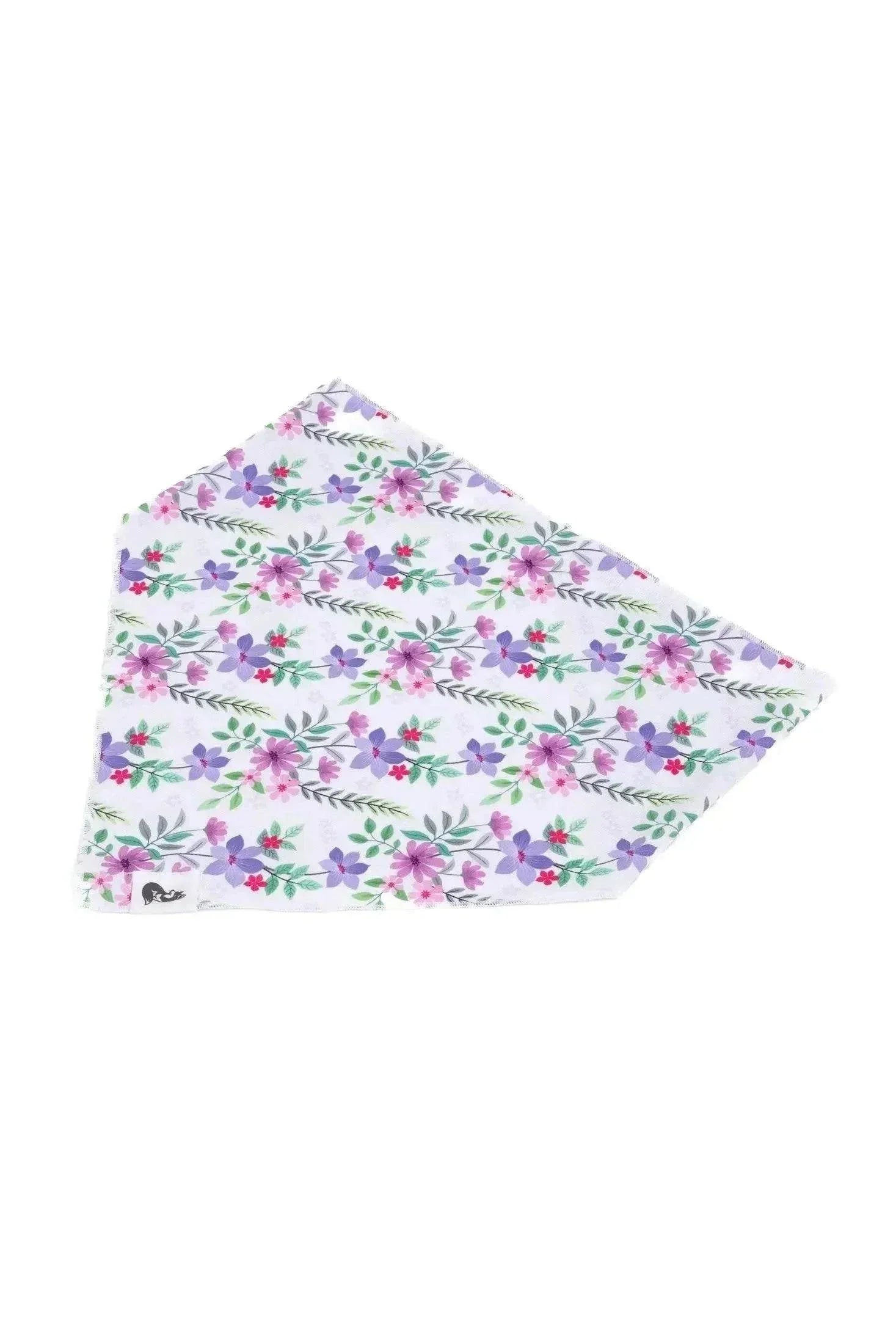 Wildflower meadow dog bandana with colorful floral pattern, lightweight and breathable accessory for dogs