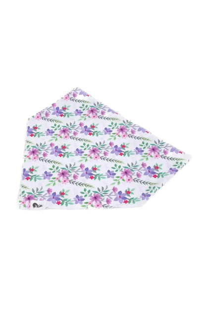 Wildflower Meadow Set dog bandana with colorful floral pattern and matching keychain accessory