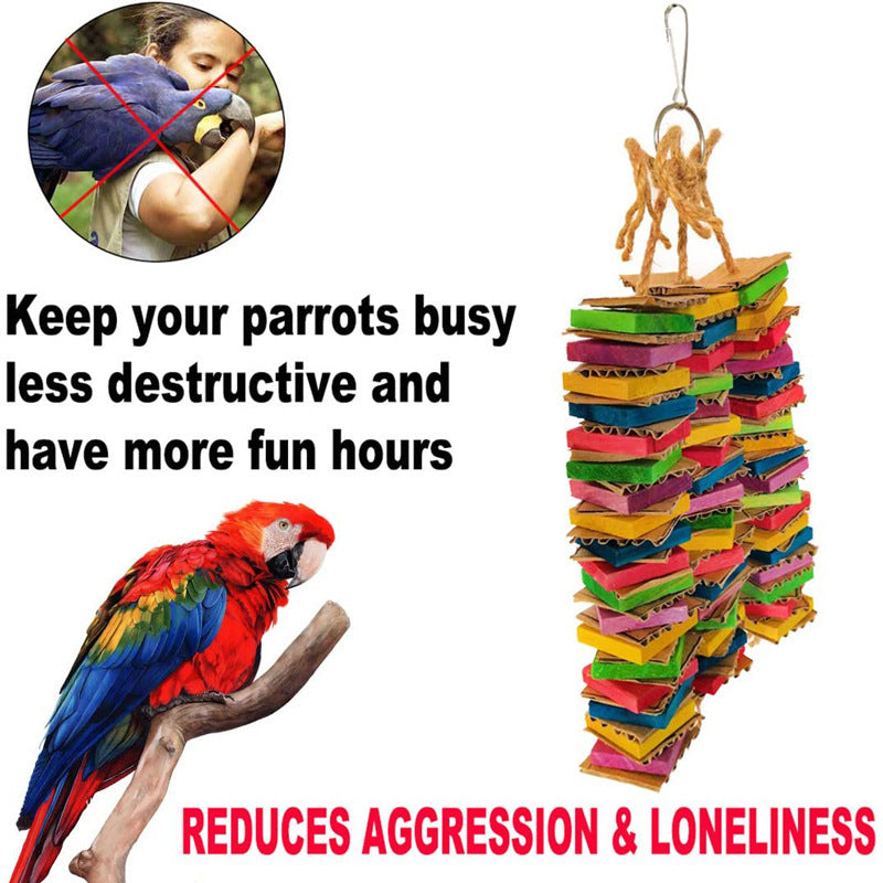 Parrot Gnawing Toy Building Blocks Destroyed