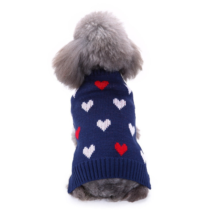 Pet Bone Stripe High Neck Christmas Sweater