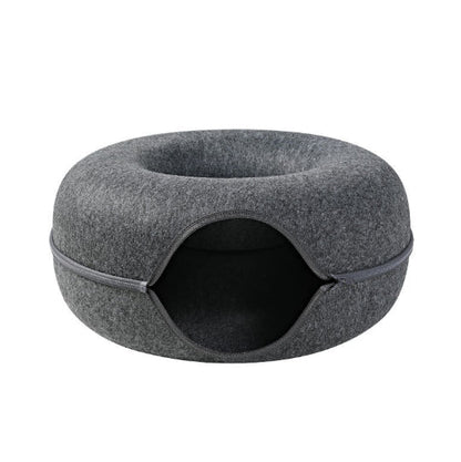 Four Seasons Available Cat Nest Round Woolen Felt Pet Dual-use Cat Nest Tunnel Interactive Training Toy Grey Felt Cat Nest