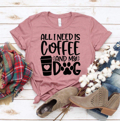 All I Need Is Coffee and My Dog T-Shirt with vibrant dog-themed print