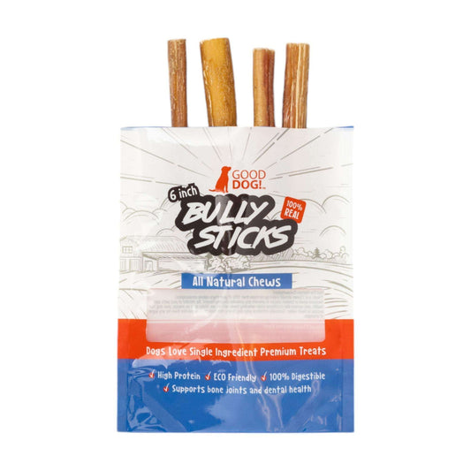 All-natural beef bully stick dog treats 6-inch 4-pack