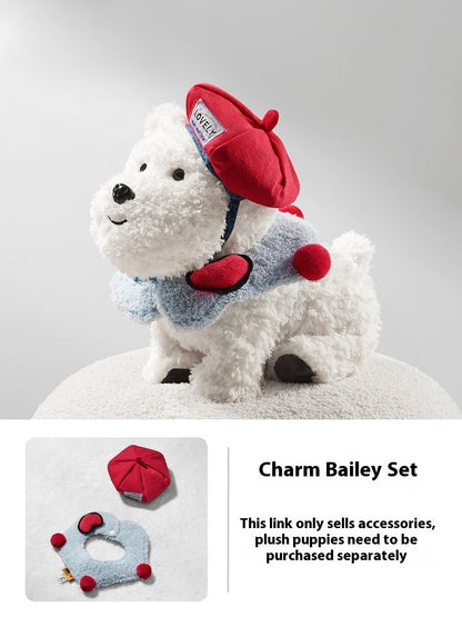 Babycare West Highland Plush Puppy Command Dog Scarf Hat Dog Clothes Set