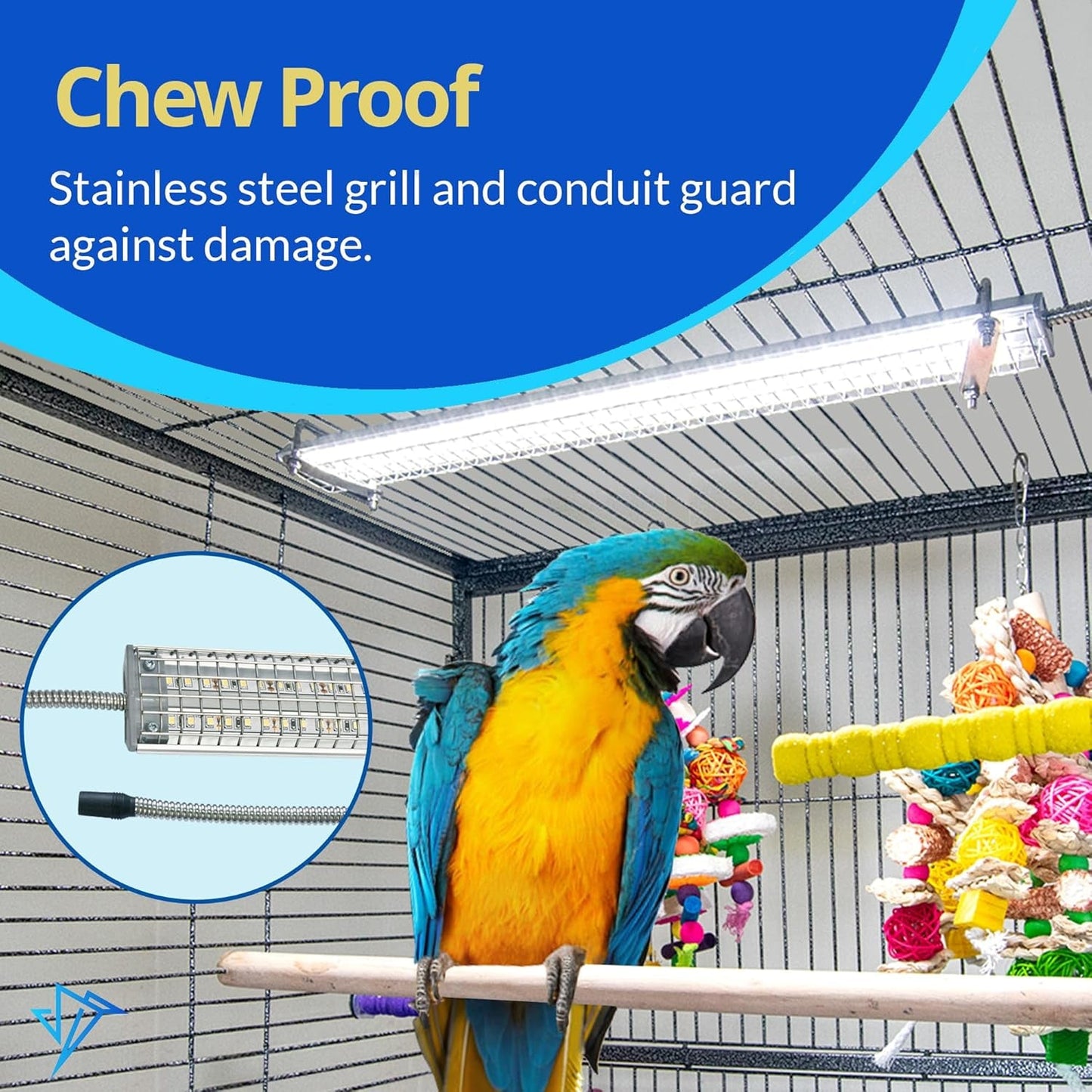 Happybird Lighting Bird Cage Light with Chew Guard
