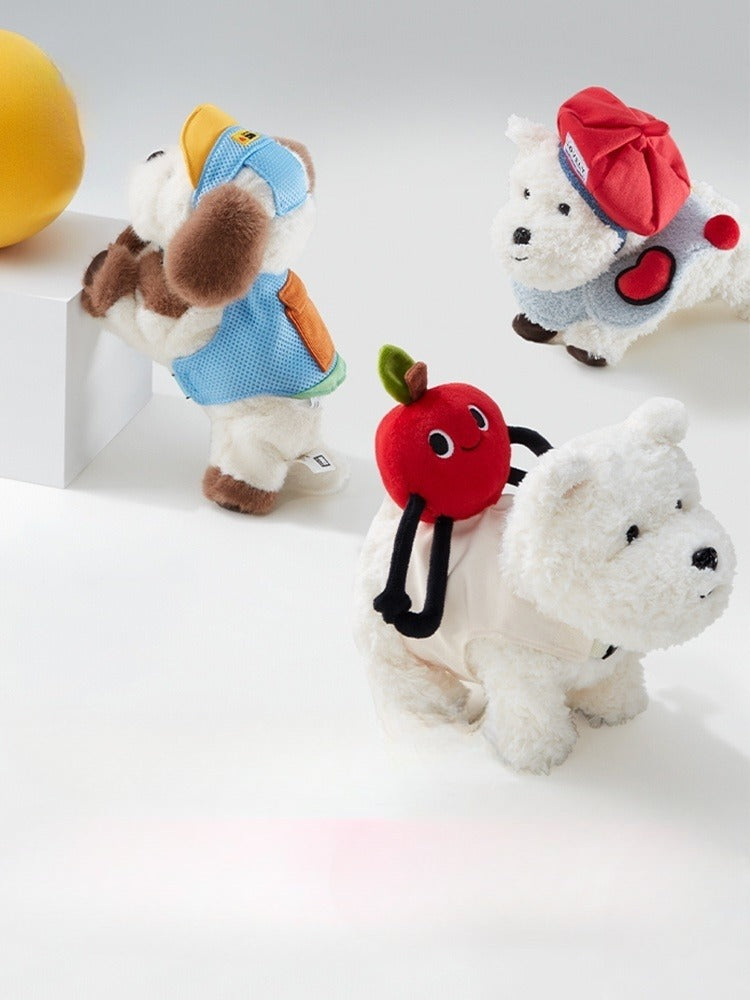 Babycare West Highland Plush Puppy Command Dog Scarf Hat Dog Clothes Set