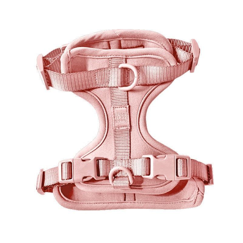 Comfortable stretchy and classic lightweight pink dog harness with adjustable straps and quick release buckle