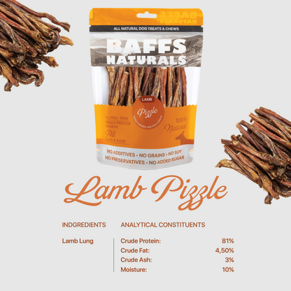 BAFFS NATURALS premium lamb pizzle dog chews in resealable bag