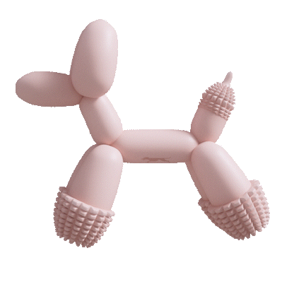 pink balloon dog toy for small breeds dental cleaning