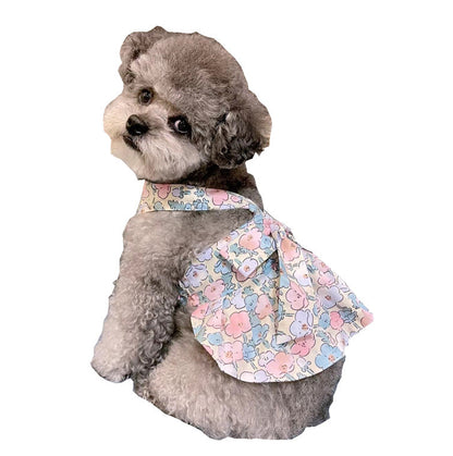 Dog Universal Cotton Blue And White Skirt Holding Hand Rope