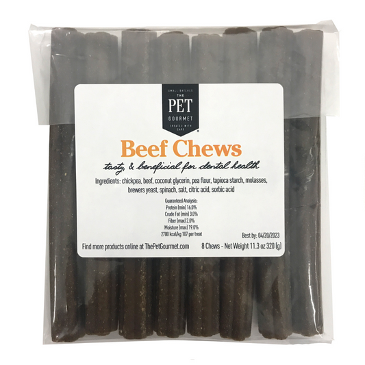 Beef chew packs for dogs promoting dental health