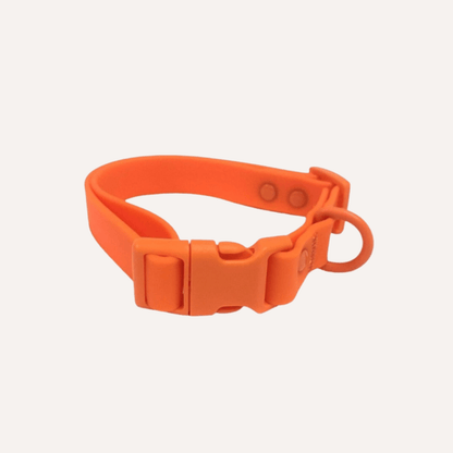 Orange PVC dog collar waterproof durable odor-resistant buckle design