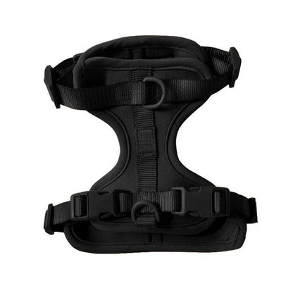 Comfortable stretchy and classic black dog harness with adjustable straps and quick release buckles