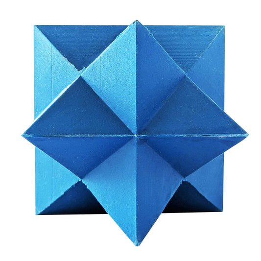 Blue star-shaped natural rubber dog chew toy for durable play