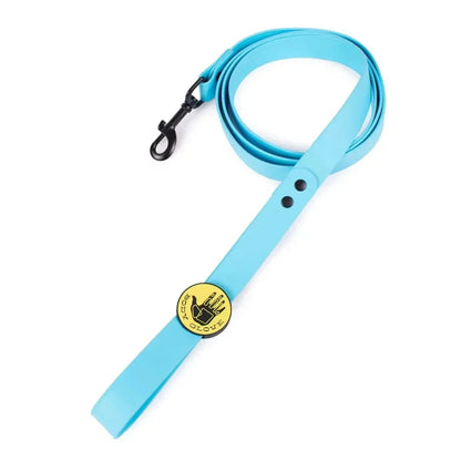 Blue Body Glove Biothane Waterproof Leash with durable black hardware and rubberized logo slider