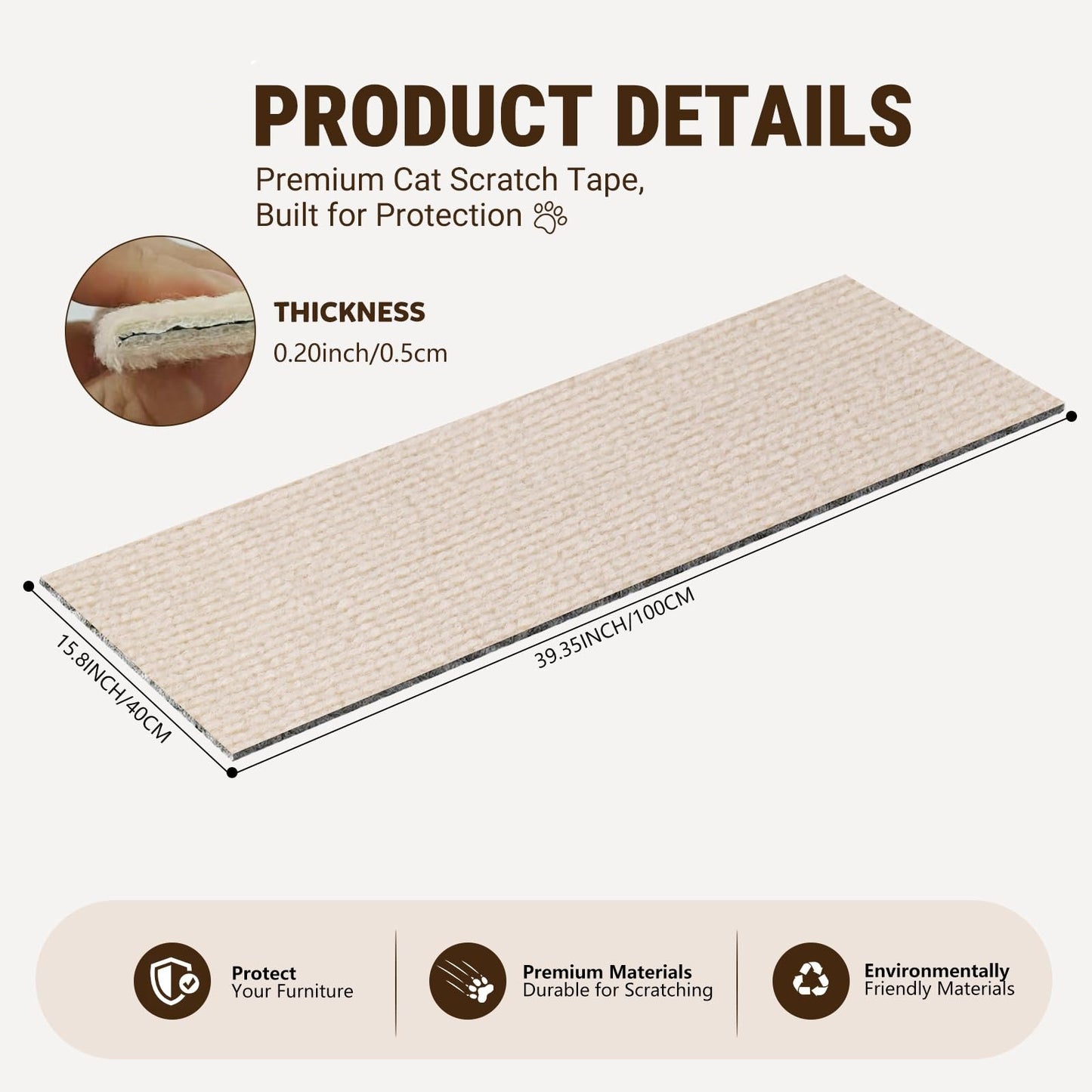 Cat Scratch Furniture Protector, DIY Cat Scratching Mat For Couch, Sofa, Wall,Cat Post,Cat Tree Durable Furniture Guards Couch Scratcher From Cats Claws Scratching For Indoor