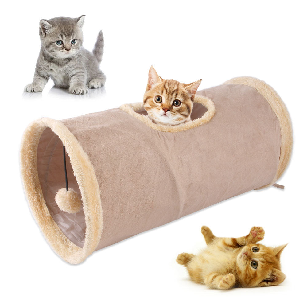 Folding Suede Cat Tunnel Toy Folding Compact For Storage