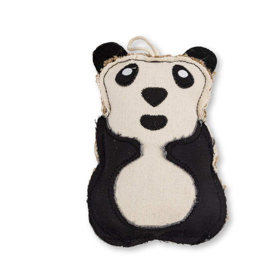 Durable non-toxic canvas and jute panda-shaped dog chew toy