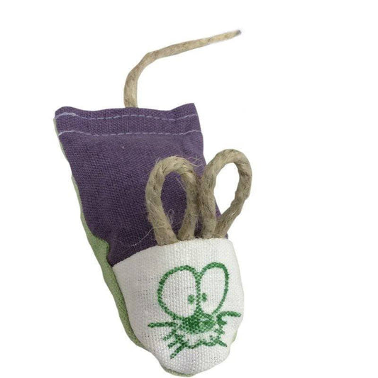 Eco-friendly catnip mouse toy made of natural hemp with organic catnip filling