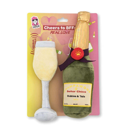Champawgne-Cheers plush dog toy set with squeakers and crinkle paper