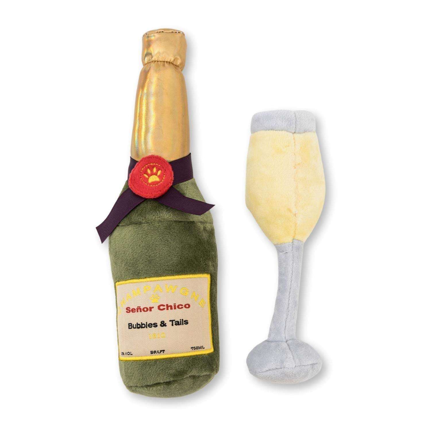 Champawgne-Cheers plush dog toy set with squeakers and crinkle paper