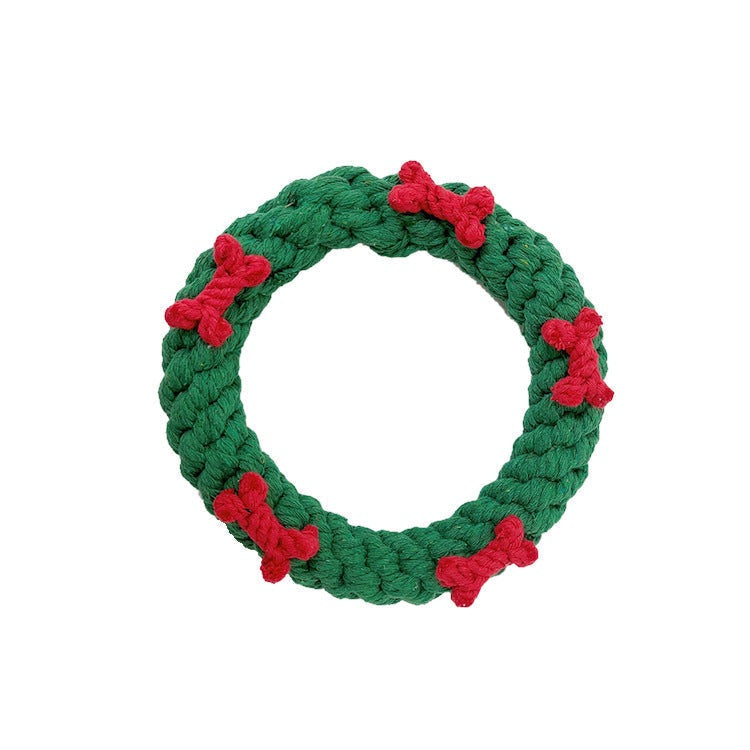 Christmas pet toy set with bite-resistant cotton rope chew toys