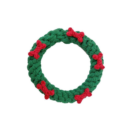Christmas pet toy set with bite-resistant cotton rope chew toys