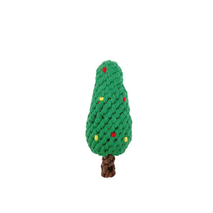 Christmas pet toy set with hand-woven bite-resistant cotton rope for dogs