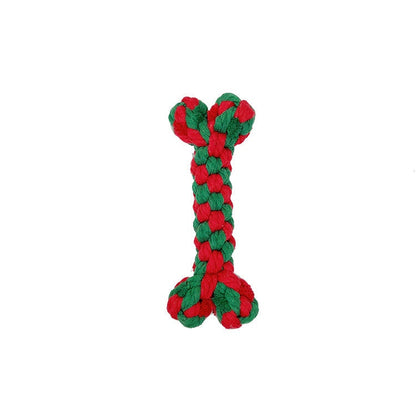 Christmas pet toy gift set with hand-woven bite-resistant cotton rope toys