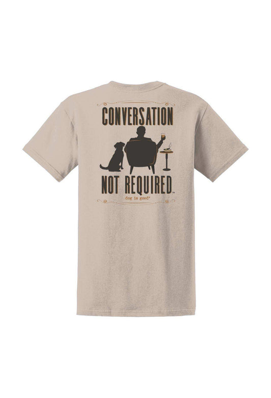 tan Conversation Not Required T-shirt with whiskey color and relaxed fit