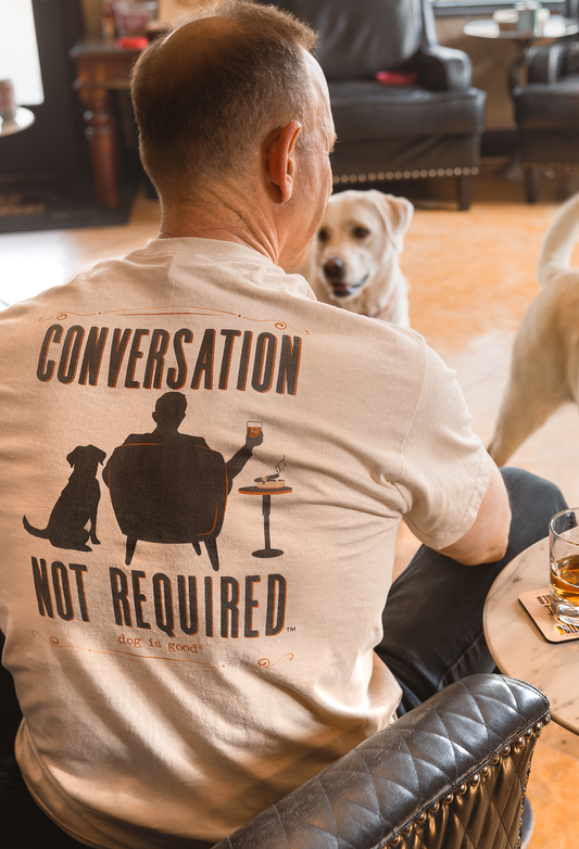 Whiskey tan Conversation Not Required T-shirt with relaxed fit and printed design