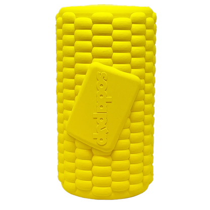 Durable rubber corn on the cob treat dispenser chew toy for dogs
