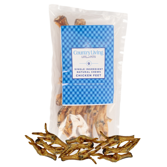 Country Living all-natural crunchy chicken feet dog treats for dental and joint health