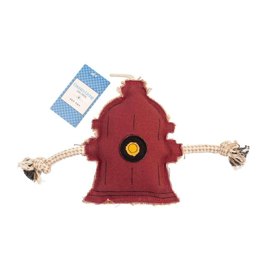 Country Living Canvas fire hydrant dog chew toy made of natural jute