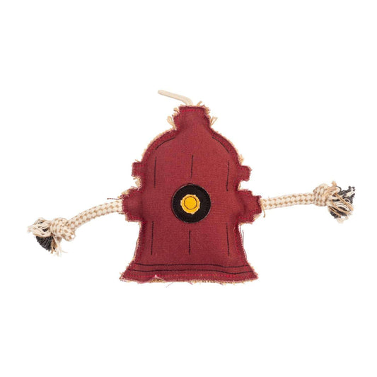 Country Living Canvas fire hydrant dog chew toy made of durable jute and canvas