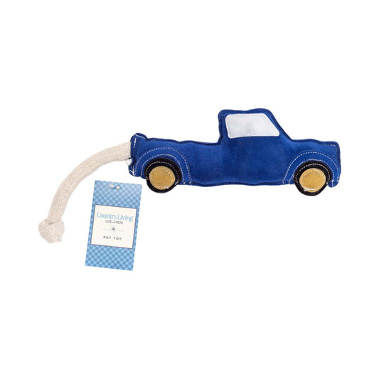 Country Living blue faux leather pickup truck dog chew toy
