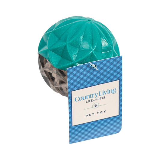 Country Living small geometric textured rubber dog chew ball with squeaker