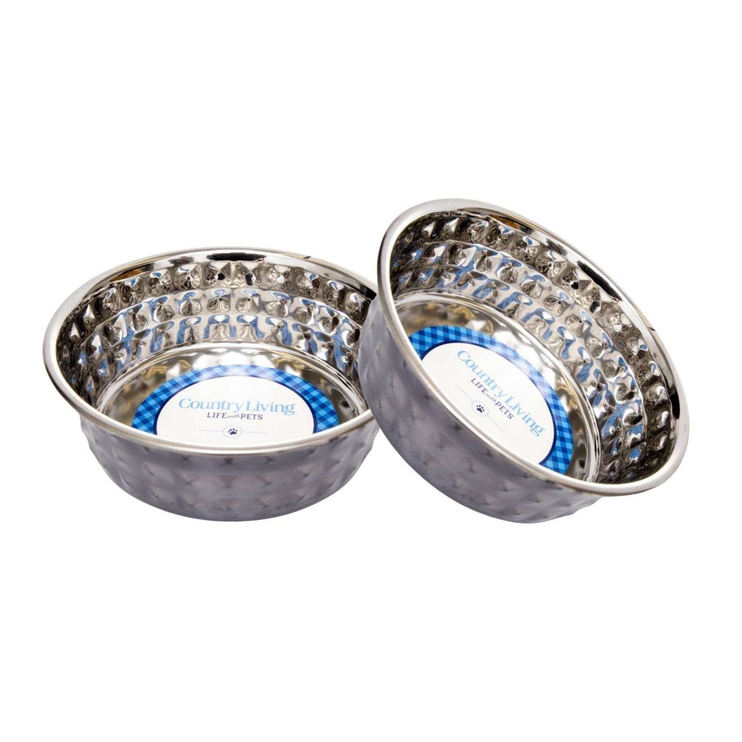 Country Living black pearl hammered stainless steel dog bowls set of 2