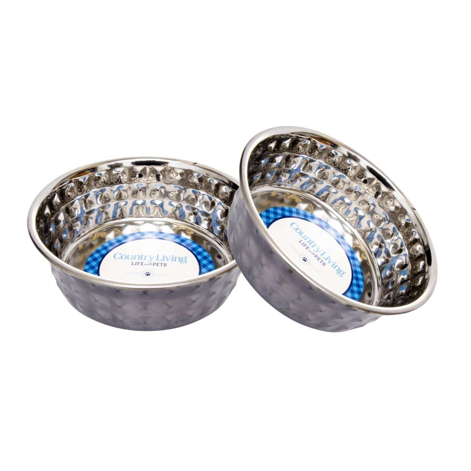 Country Living black pearl hammered stainless steel dog bowls set of 2