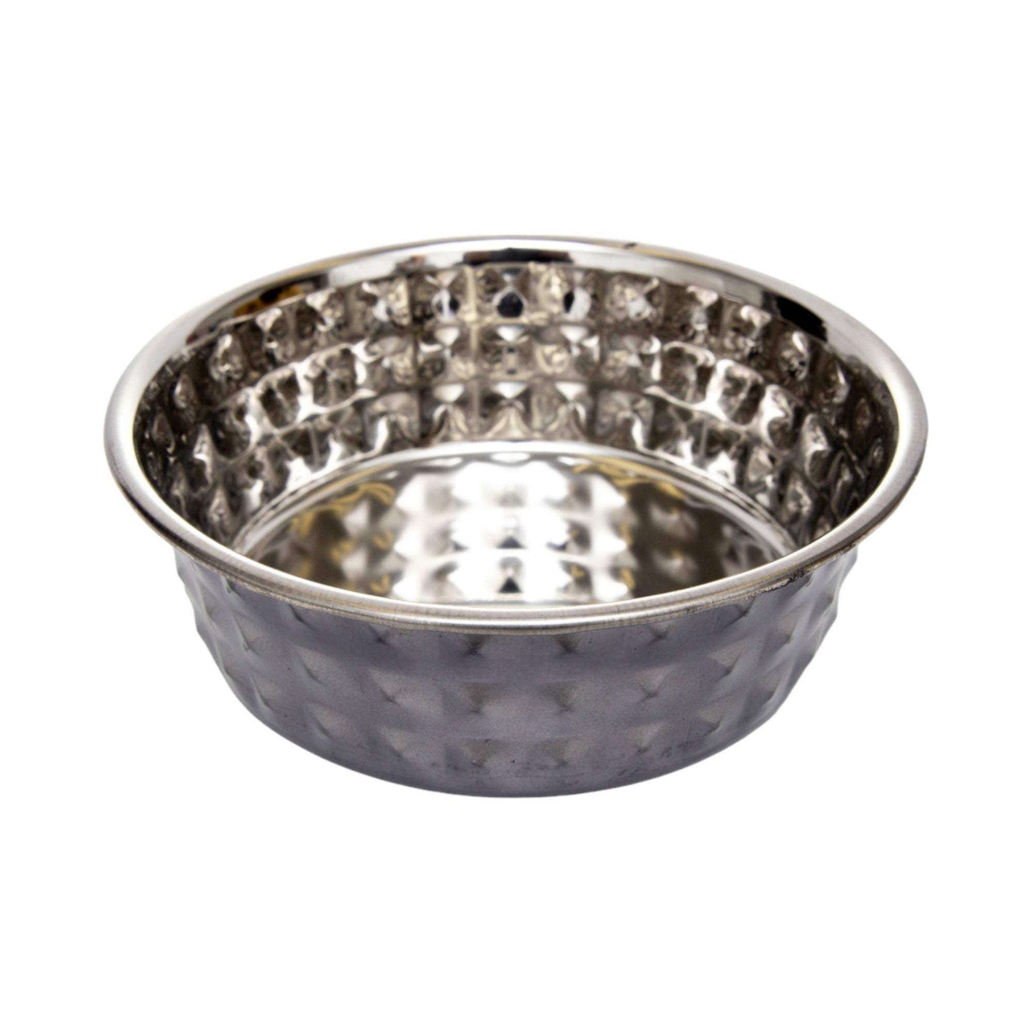 Set of 2 hammered stainless steel dog bowls black pearl country living