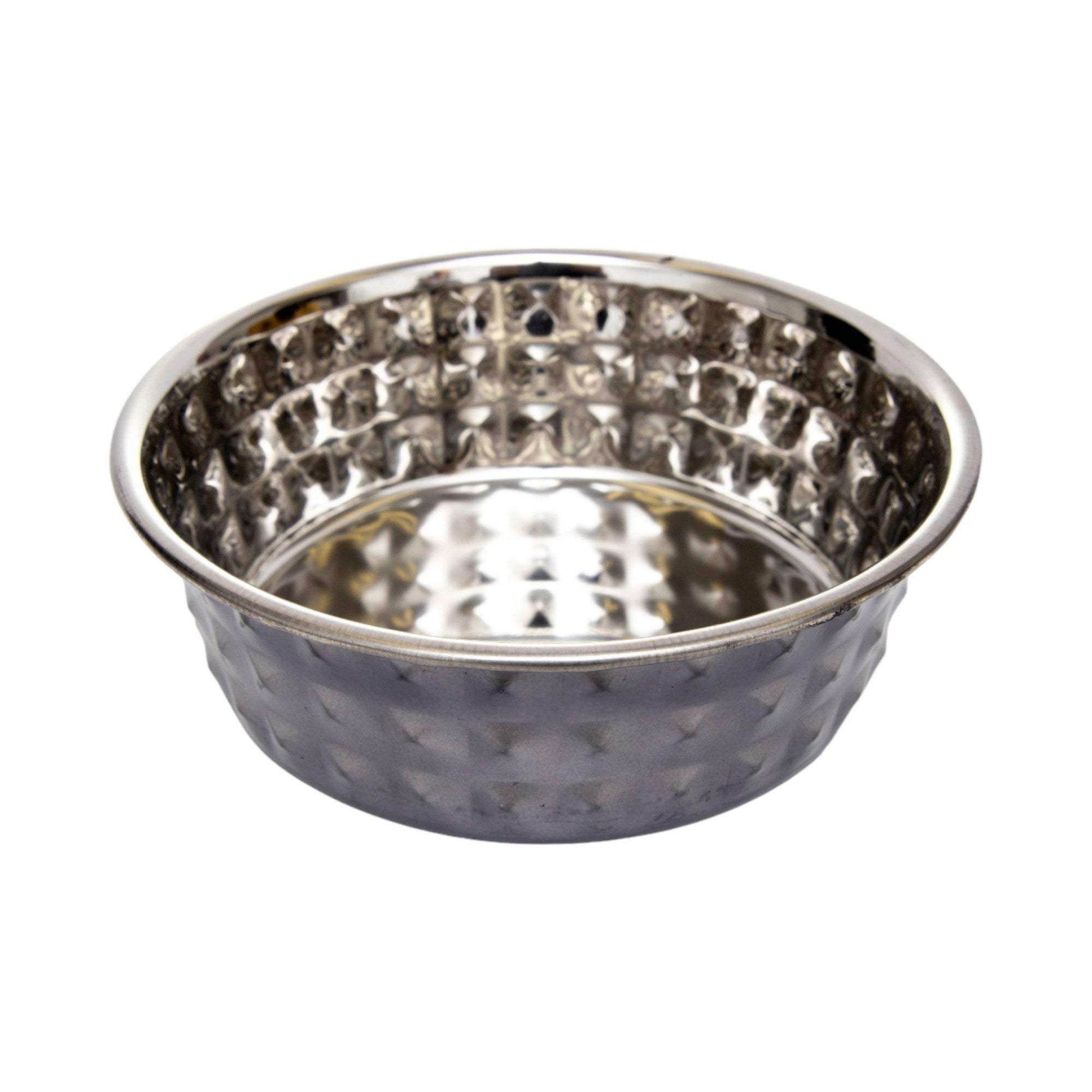 Set of 2 hammered stainless steel dog bowls black pearl country living