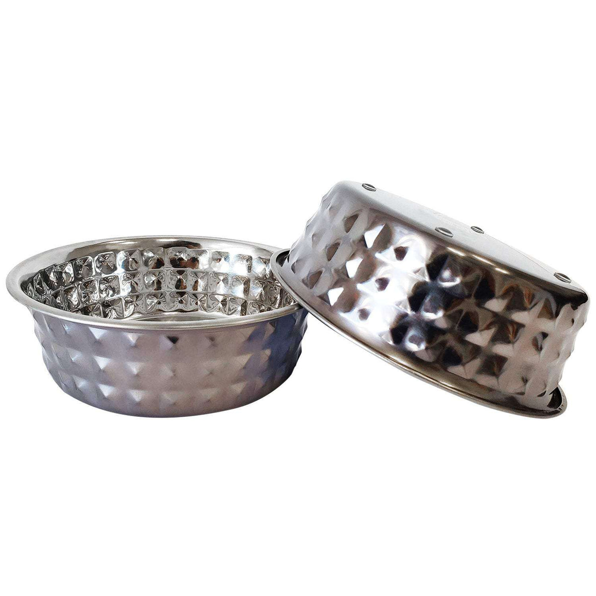 Country Living hammered stainless steel dog bowls set in black pearl