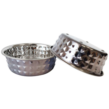Country Living hammered stainless steel dog bowls set in black pearl