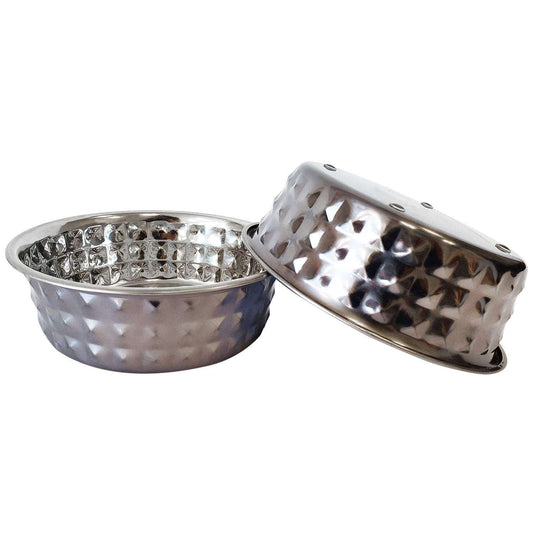 Country Living hammered stainless steel dog bowls set in black pearl