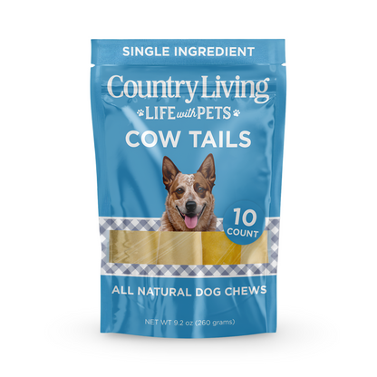 Country Living natural beef cow tails dog chews in resealable bag