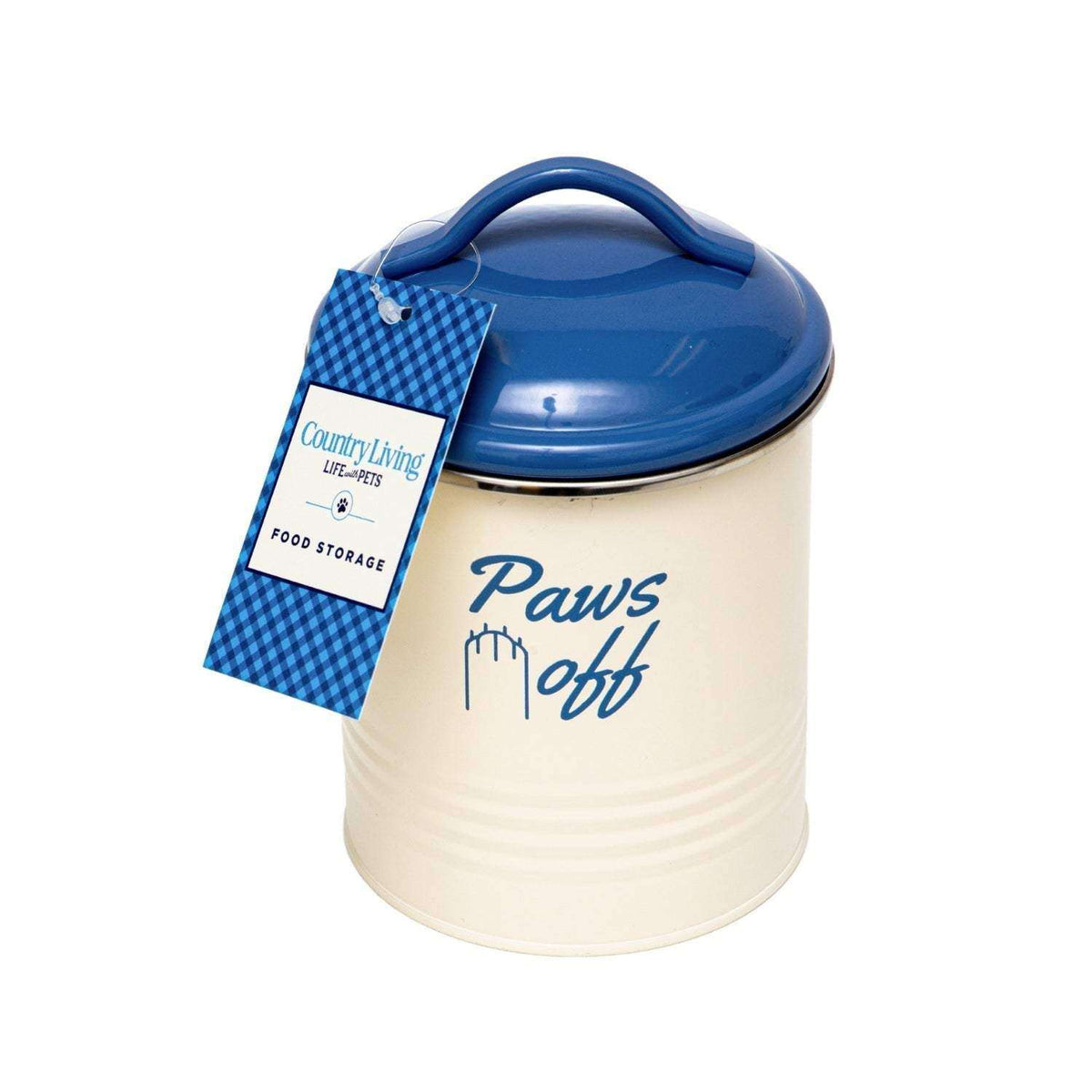 Country Living pet treat canisters set with French Blue lids for dog treat storage