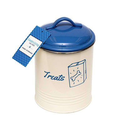 Country Living pet treat canisters set of 3 with French Blue lids and airtight seals